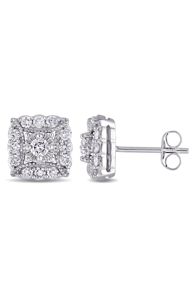 Julianna B. Diamond Framed Stud Earrings 14k White Gold, Main, color, 