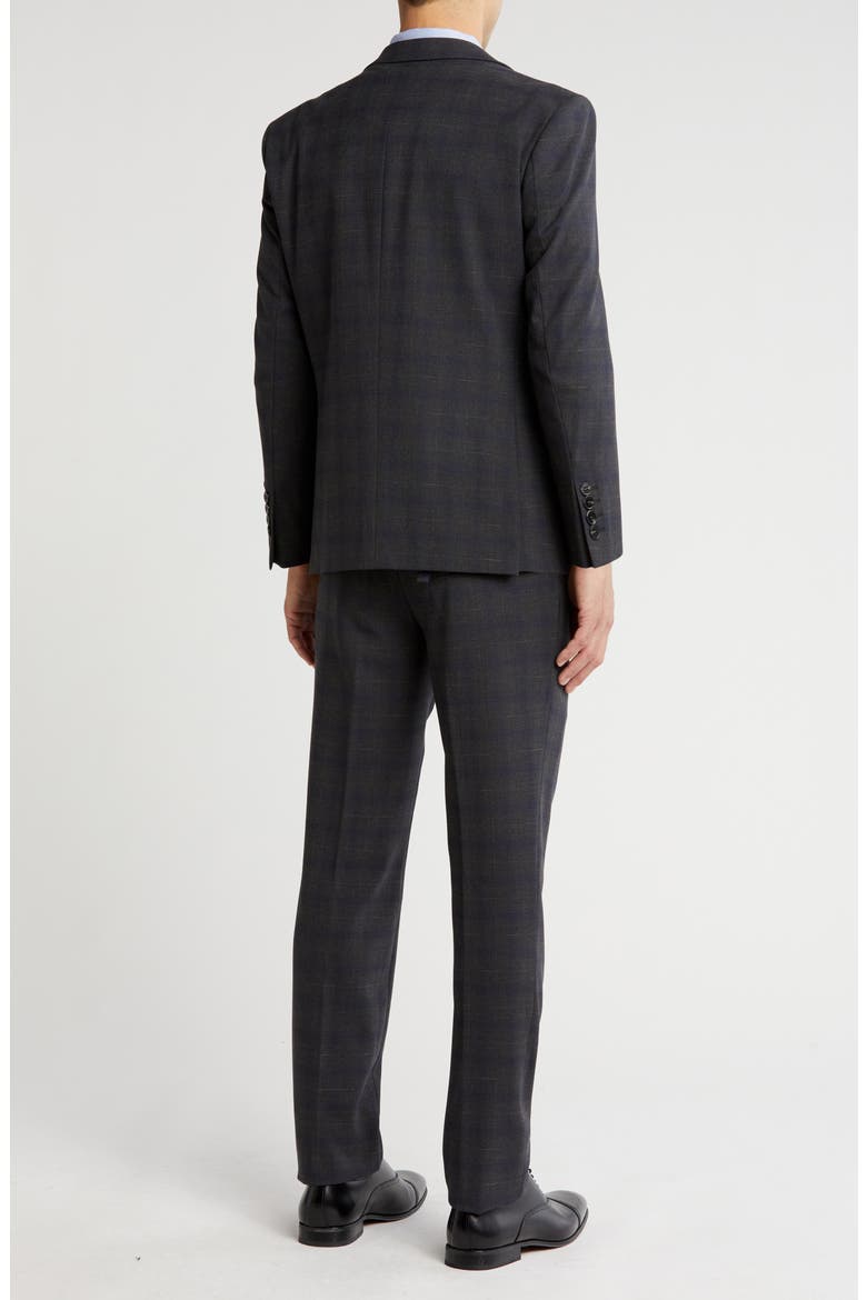 Slim Fit 3-Piece Dark Olive Check Suit, Alternate, color, DARK OLIVE