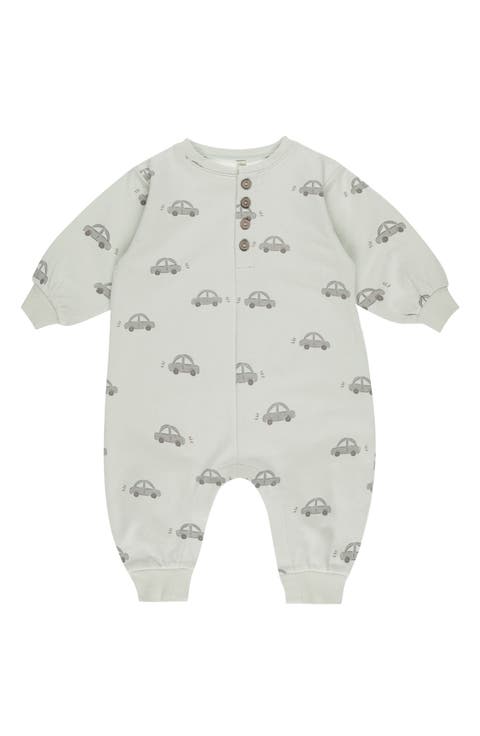 Car Print Cotton Henley Romper