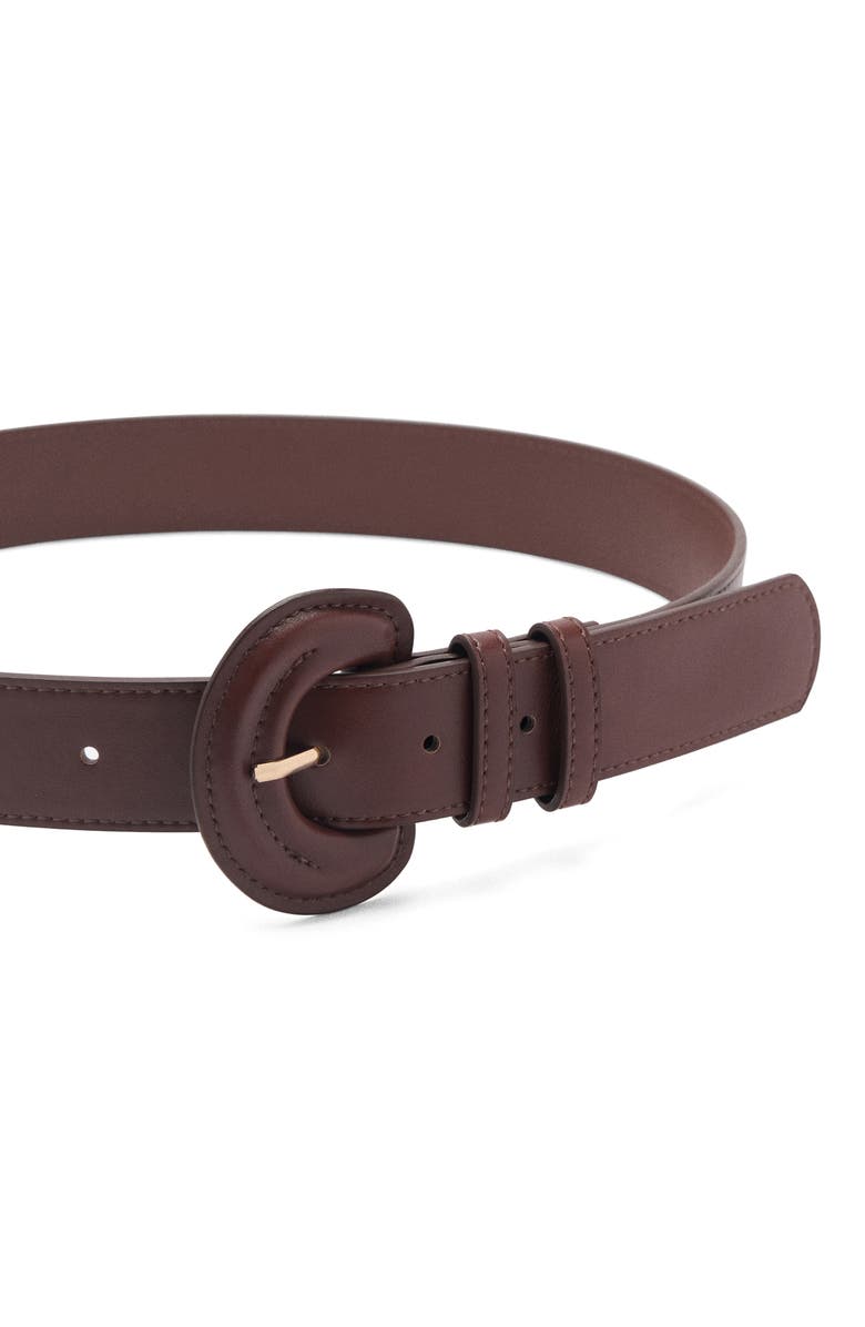 MANGO Oval Buckle Faux Leather Belt, Alternate, color, 