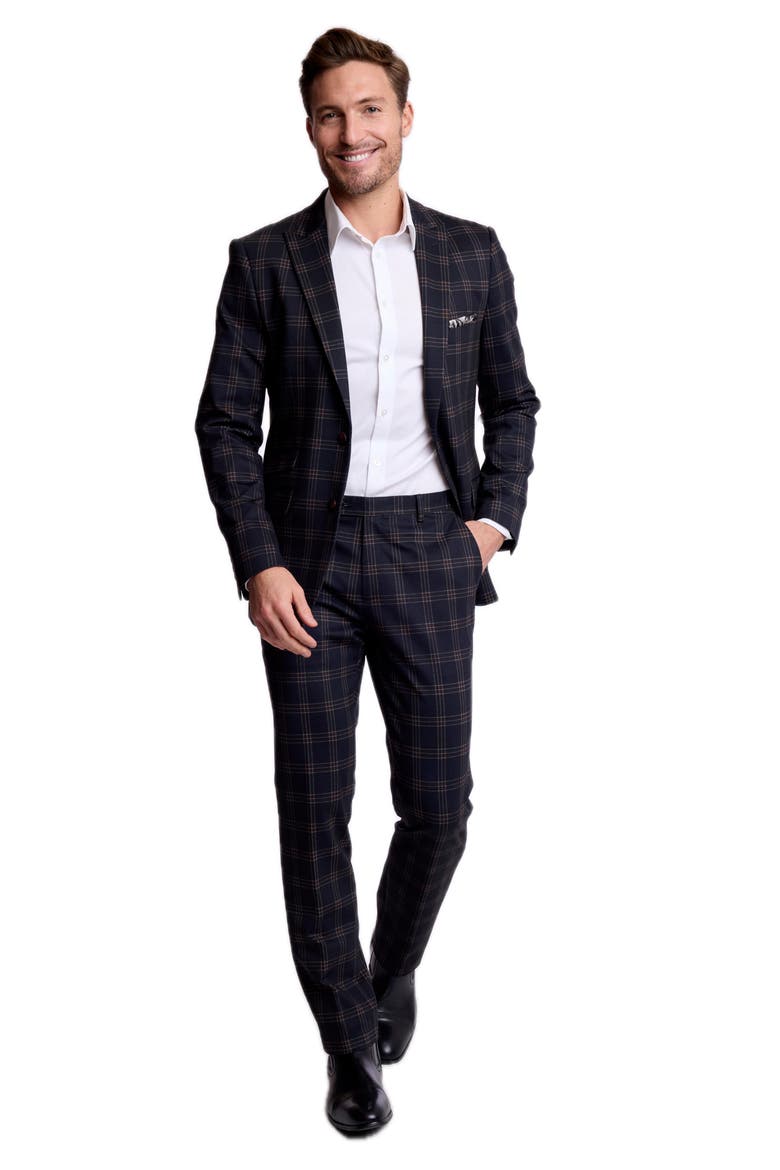 Downing Slim Fit Plaid Pants, Alternate, color, BLACK RED KNIT PLAID