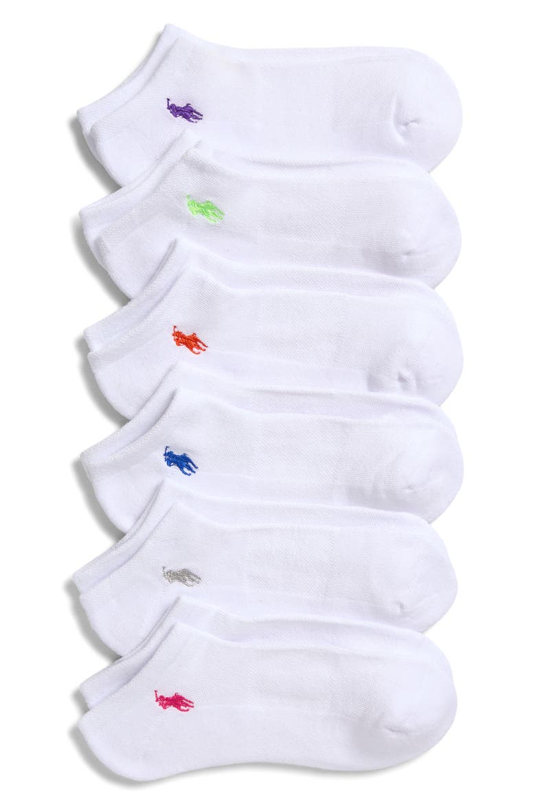 Assorted 6-Pack Cushioned Cotton Blend Ankle Socks, Main, color, WHITE/ BRIGHTS