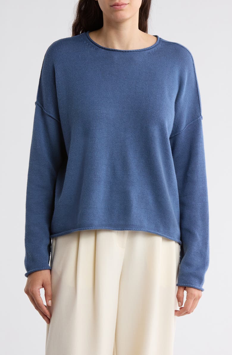 Eileen Fisher Organic Cotton & Tencel<sup>®</sup> Lyocell Blend Boxy Sweater, Main, color, 