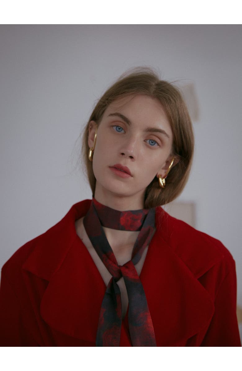 Lost Pattern La Rosa Silk Skinny Scarf, Alternate, color, Red