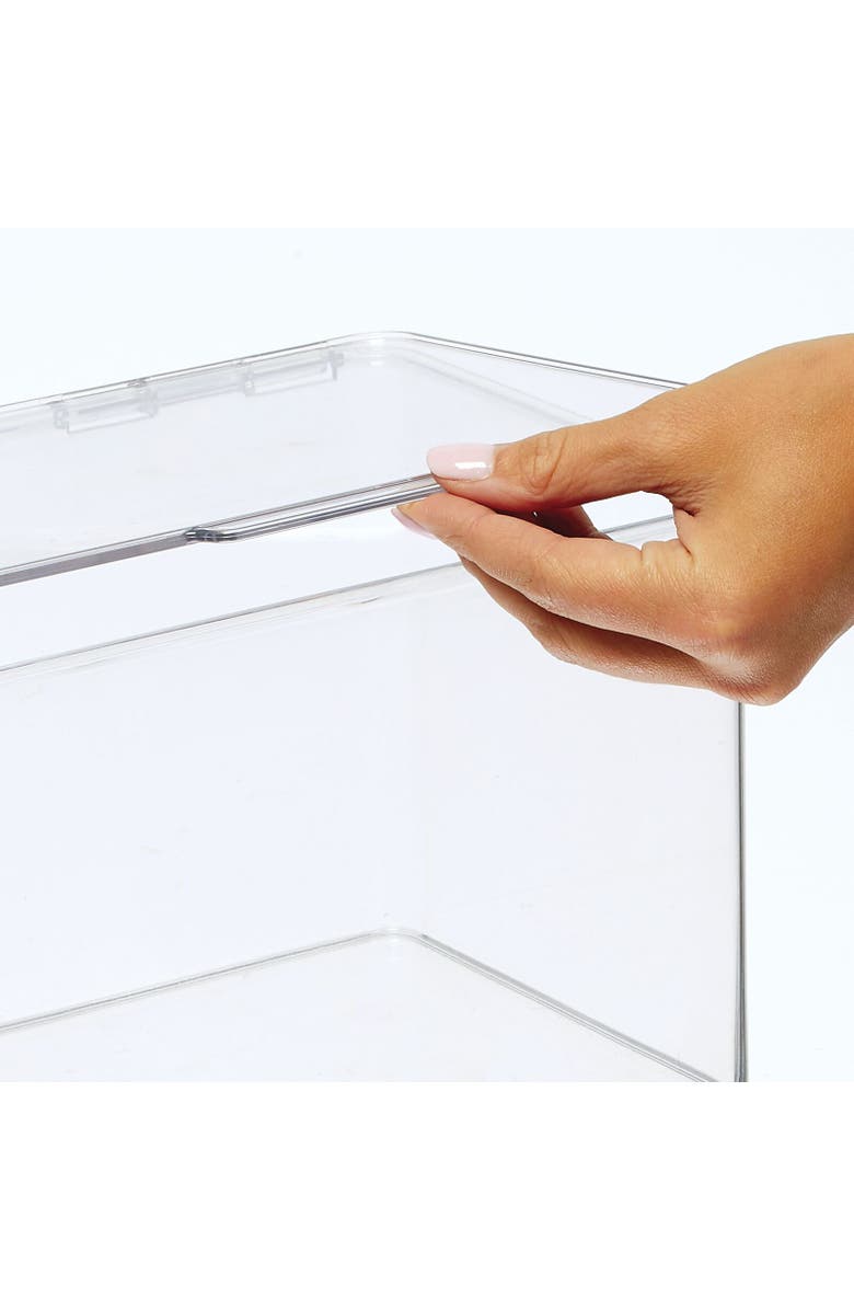 mDesign Plastic Playroom/Gaming Organizer Bin Box with Hinged Lid, 8 Pack - Clear, Alternate, color, Clear