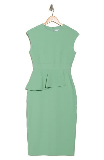 Lk Bennett Womens Gre-green Mia Peplum Stretch-woven Midi Dress In Green