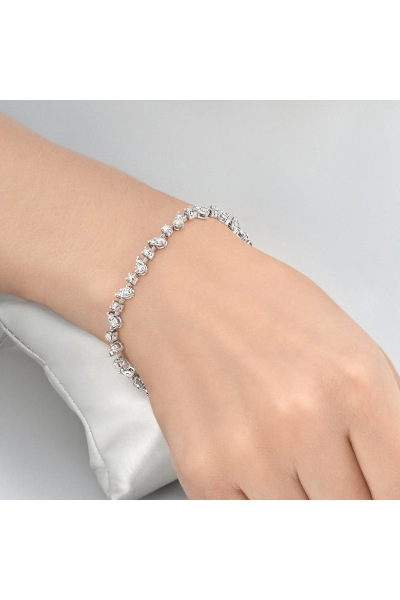 3.43Ct 14k Gold Diamond Pear Frame Tennis Bracelet 7" Women's Lab Grown, Alternate, color, 14k White Gold