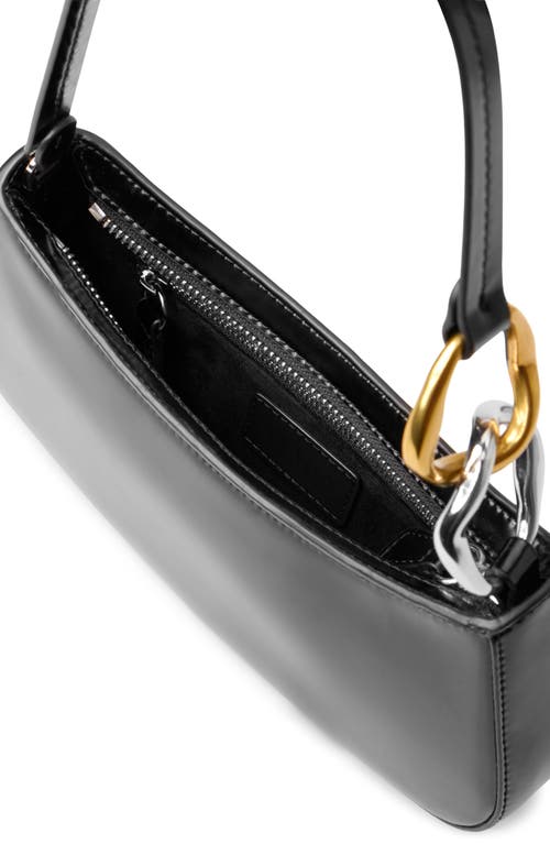 Staud Ollie Zip Leather Shoulder Bag In Black