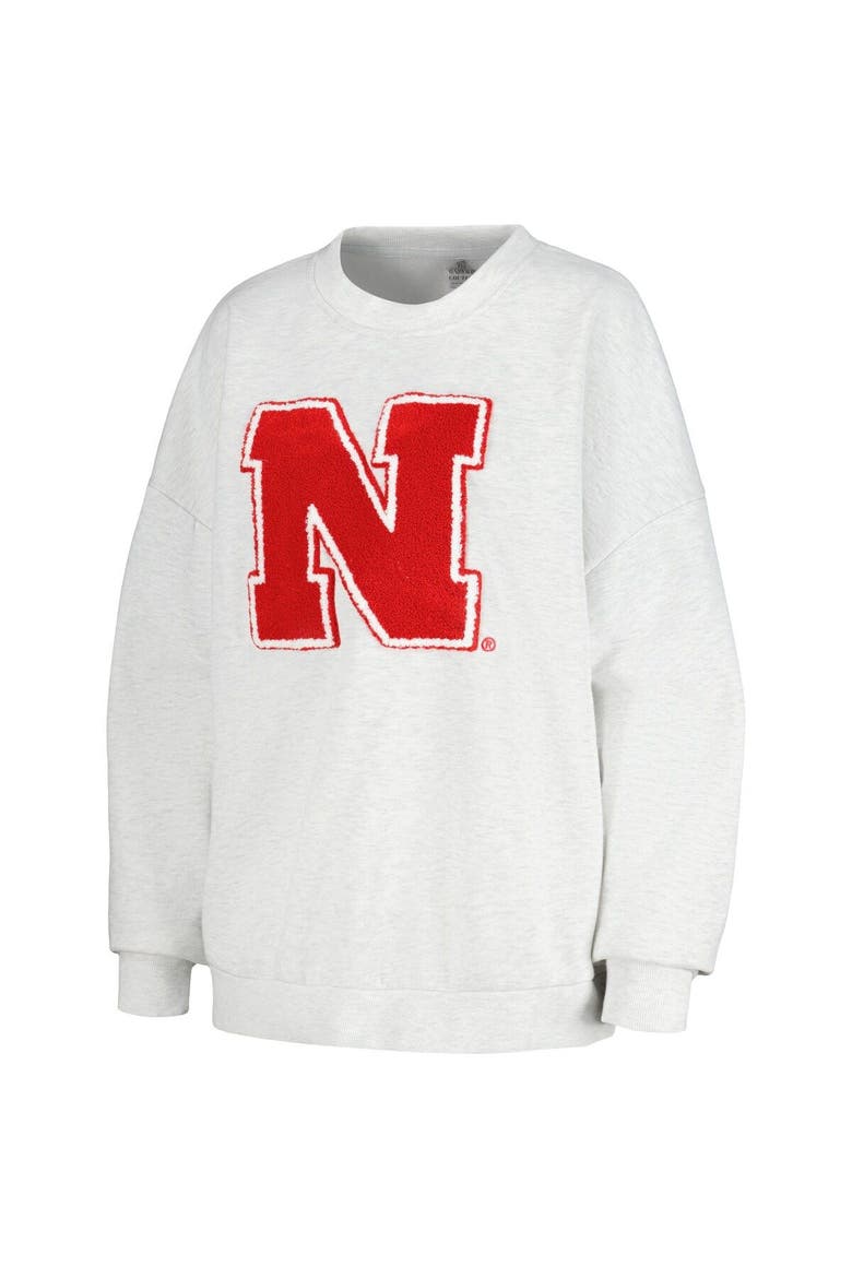 Women's Gameday Couture Ash Nebraska Huskers Team Effort Pullover Sweatshirt & Shorts Sleep Set, Alternate, color, Ash