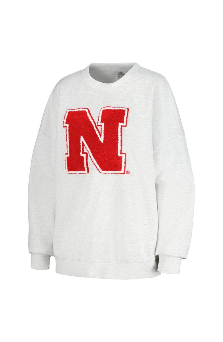 GAMEDAY COUTURE Women's Gameday Couture Ash Nebraska Huskers Team Effort Pullover Sweatshirt & Shorts Sleep Set, Alternate, color,
