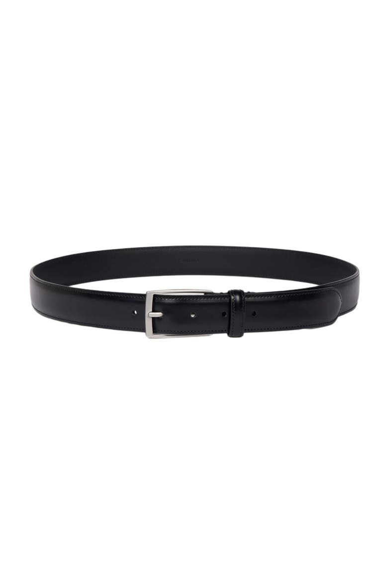 Rectangular buckle leather belt, Main, color, Black