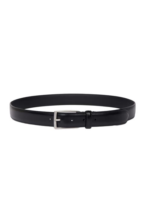 Rectangular buckle leather belt