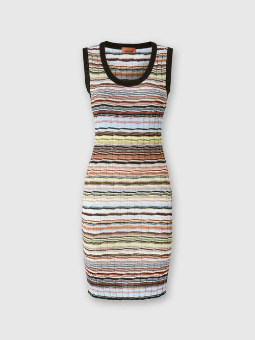 Missoni Rib-knit Striped Mini Dress In Blue