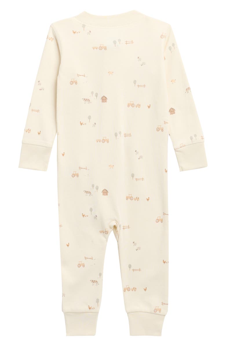 QUINCY MAE Print Zip Organic Cotton Romper, Alternate, color, Ivory