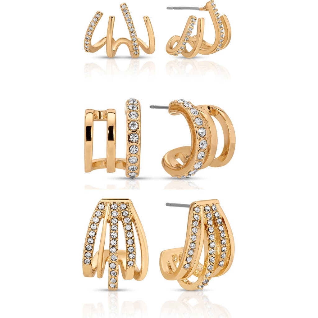 Ettika Set Of 3 Crystal Hoop Earrings
