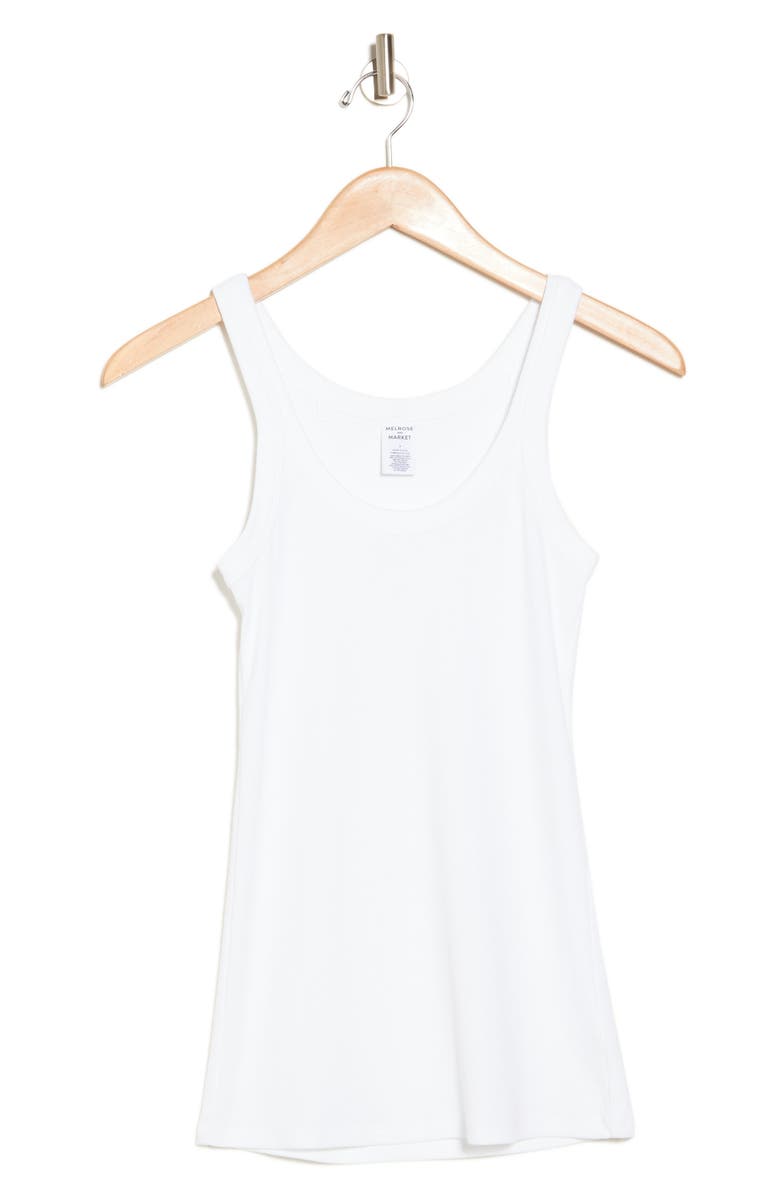 Melrose and Market Rib Scoop Neck Tank, Alternate, color, White