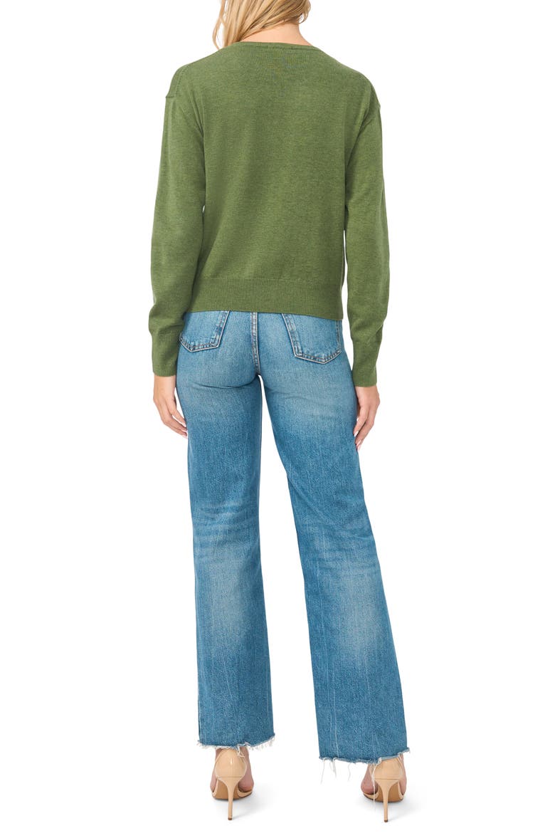 V-Neck Sweater, Alternate, color, BRIGHT FERN
