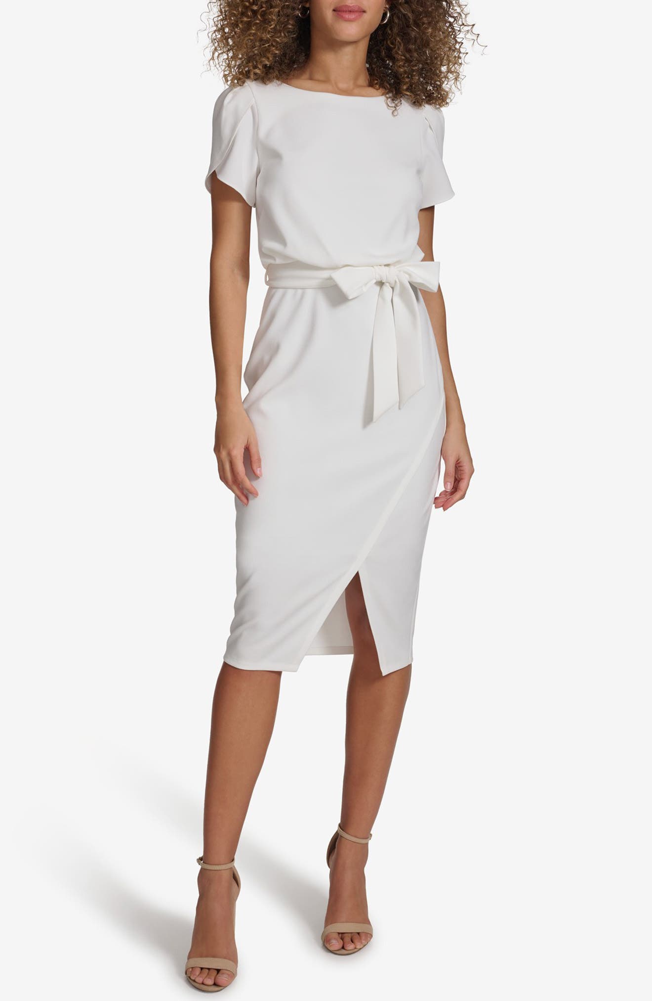 Kensie Plyr Tie Waist Midi Dress