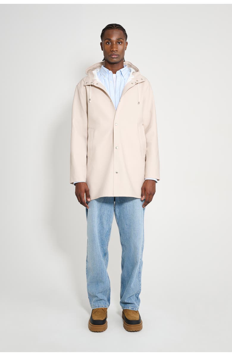 Stutterheim Stockholm Long Sleeve Hooded Raincoat, Main, color, Light Sand