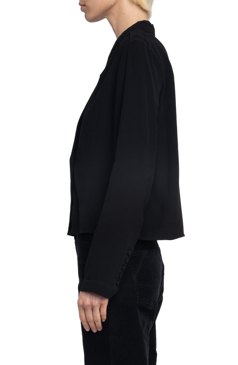 Zadig & Voltaire Tussi Double Breasted Long Sleeve Woven Top, Alternate, color, Black