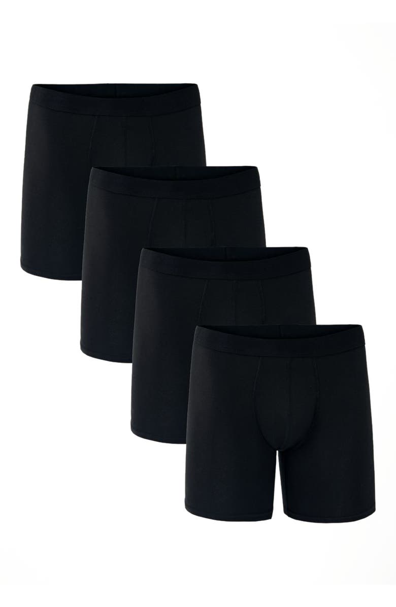 Pact Everyday Extended Boxer Brief 4-Pack Made With Organic Cotton, Main, color, Black