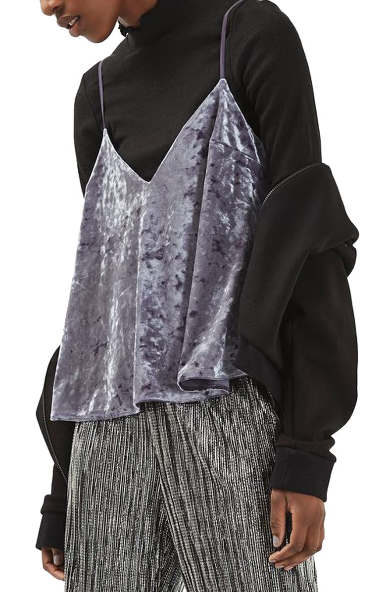 Topshop Velvet Swing Camisole, Main, color, 