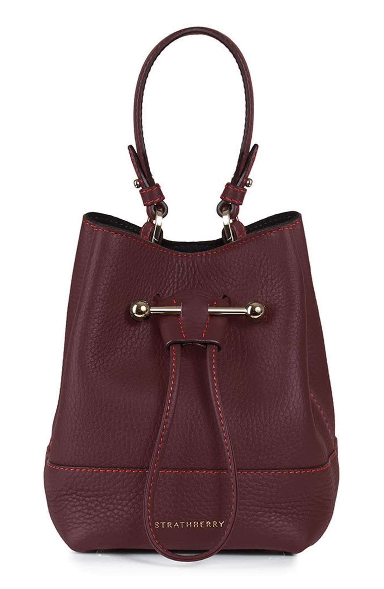 Strathberry Lana Osette Leather Crossbody Bucket Bag, Main, color, 