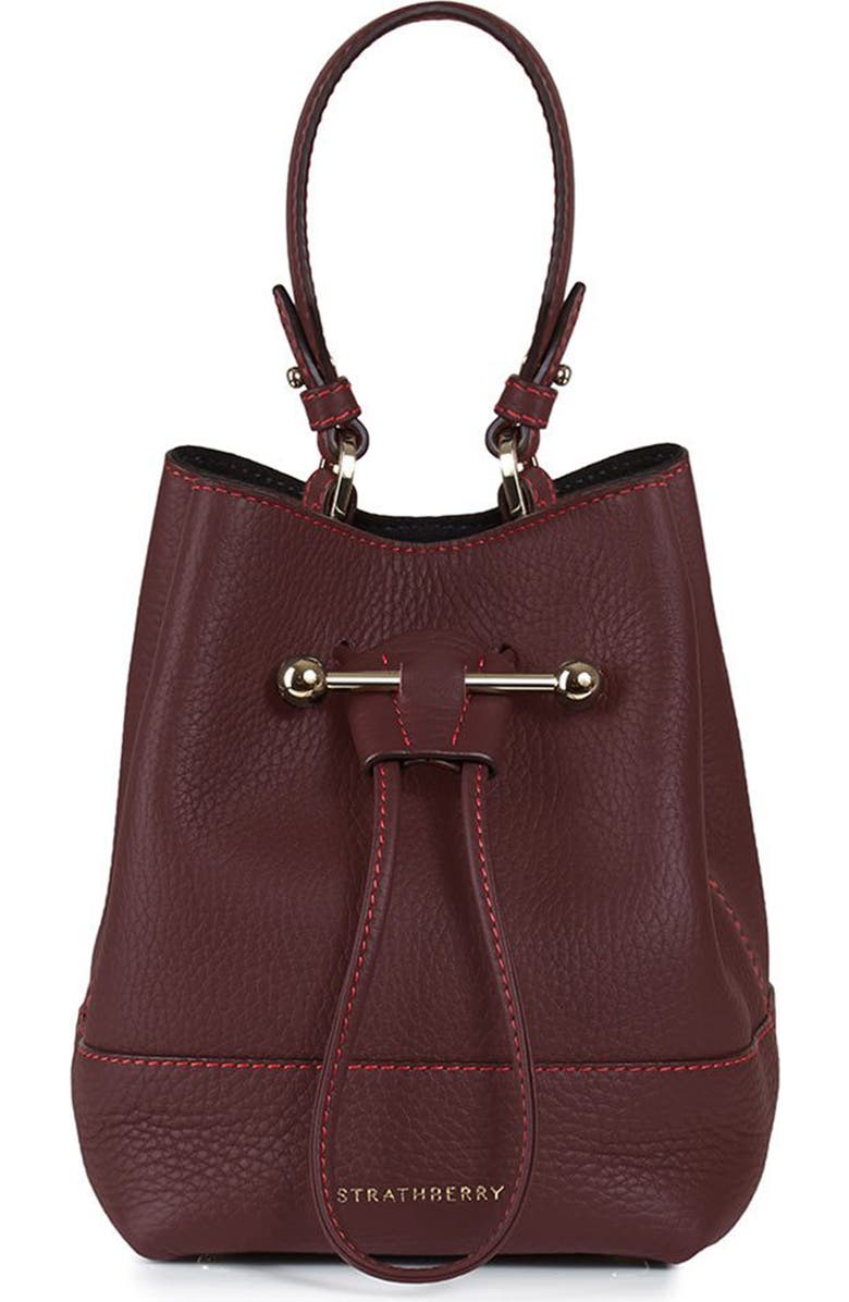 Strathberry Lana Osette Leather Crossbody Bucket Bag, Main, color,
