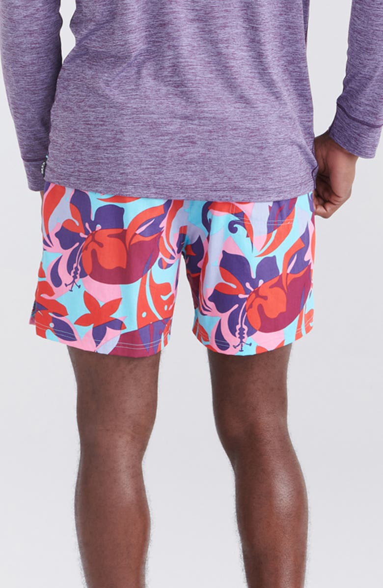 SAXX Floral Print 2N1 Volley Shorts, Alternate, color, Tropical Lens-Multi