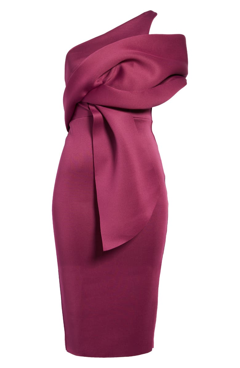 ASOS DESIGN Peekaboo Shoulder Gathered Midi Dress, Alternate, color, 