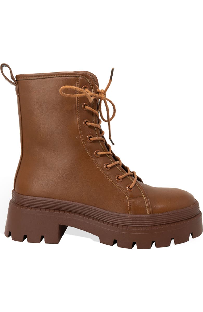 CHASE AND CHLOE Virgo Lugged Combat Boot, Alternate, color, Cognac