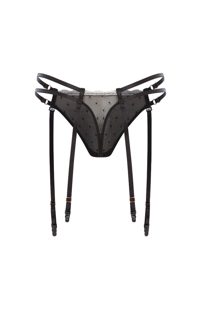 House Of Silk Shayla Garter Thong, Alternate, color, Black