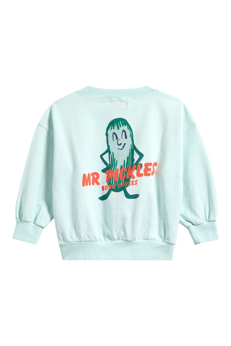 Kids' Mr. Pickles Organic Cotton Crewneck Sweatshirt, Alternate, color, LIGHT BLUE