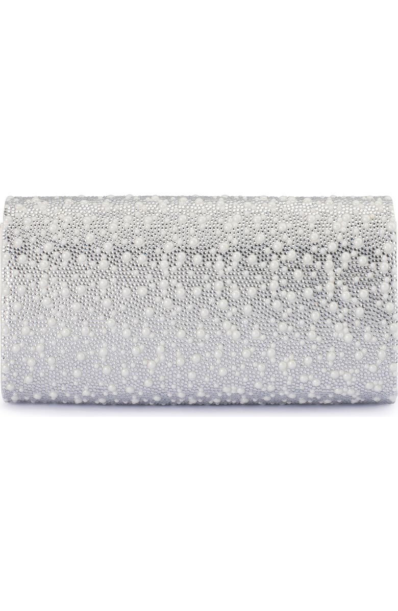 Olga Berg Dana Crystal & Faux Pearl Clutch, Alternate, color, Pearl Silver