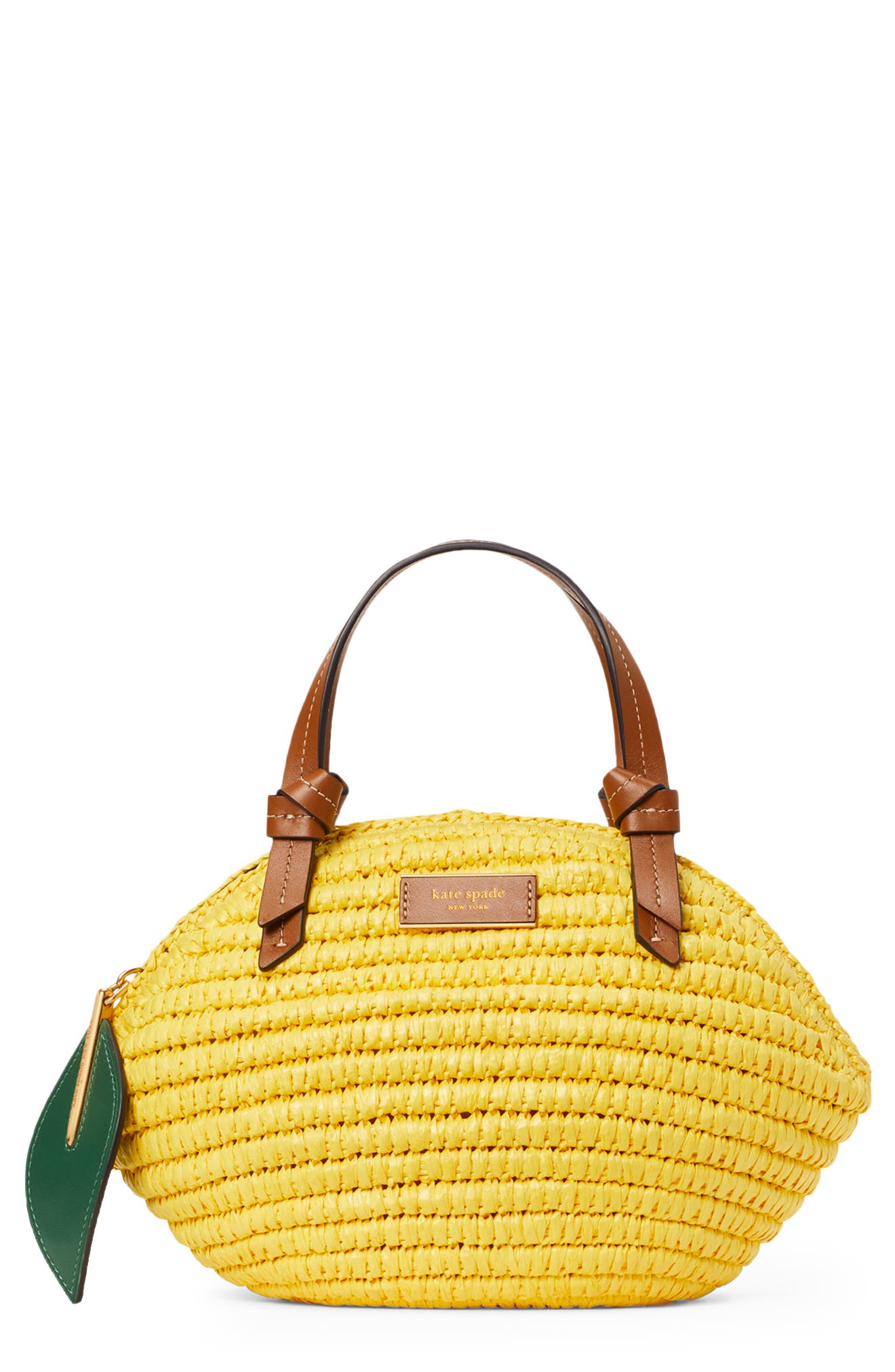 Kate Spade New York lemon drop straw crossbody bag, Main, color, 