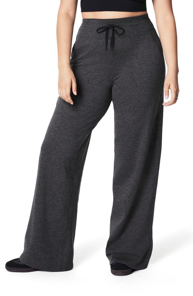 SPANX<sup>®</sup> SPANXsmooth<sup>™</sup> SoftStretch Wide Leg Pants, Main, color, Very Black Dash Heather