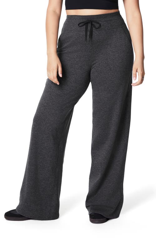 SPANX® Skysoft Wide Leg Pants in Very Black Dash Heather 