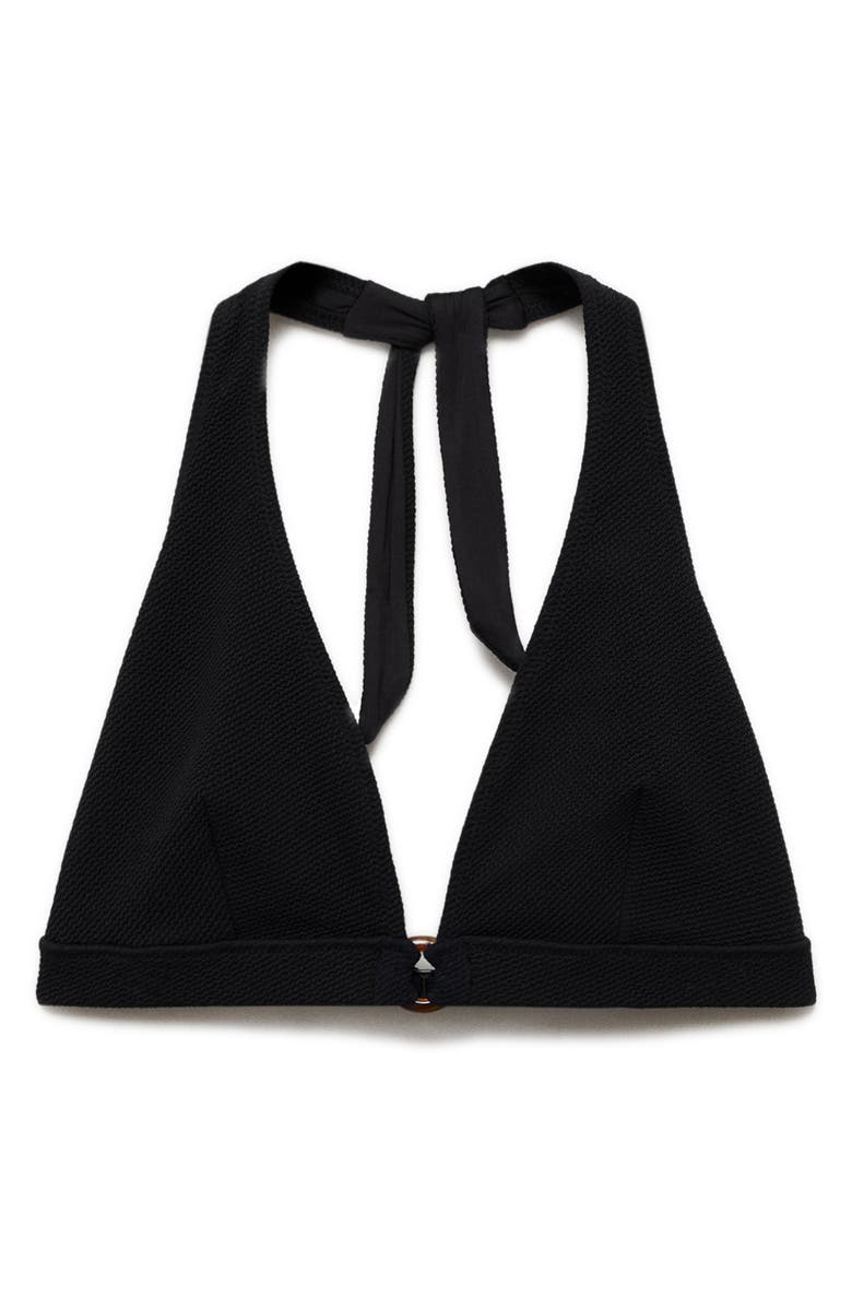 MANGO Textured Bikini Top, Main, color, Black