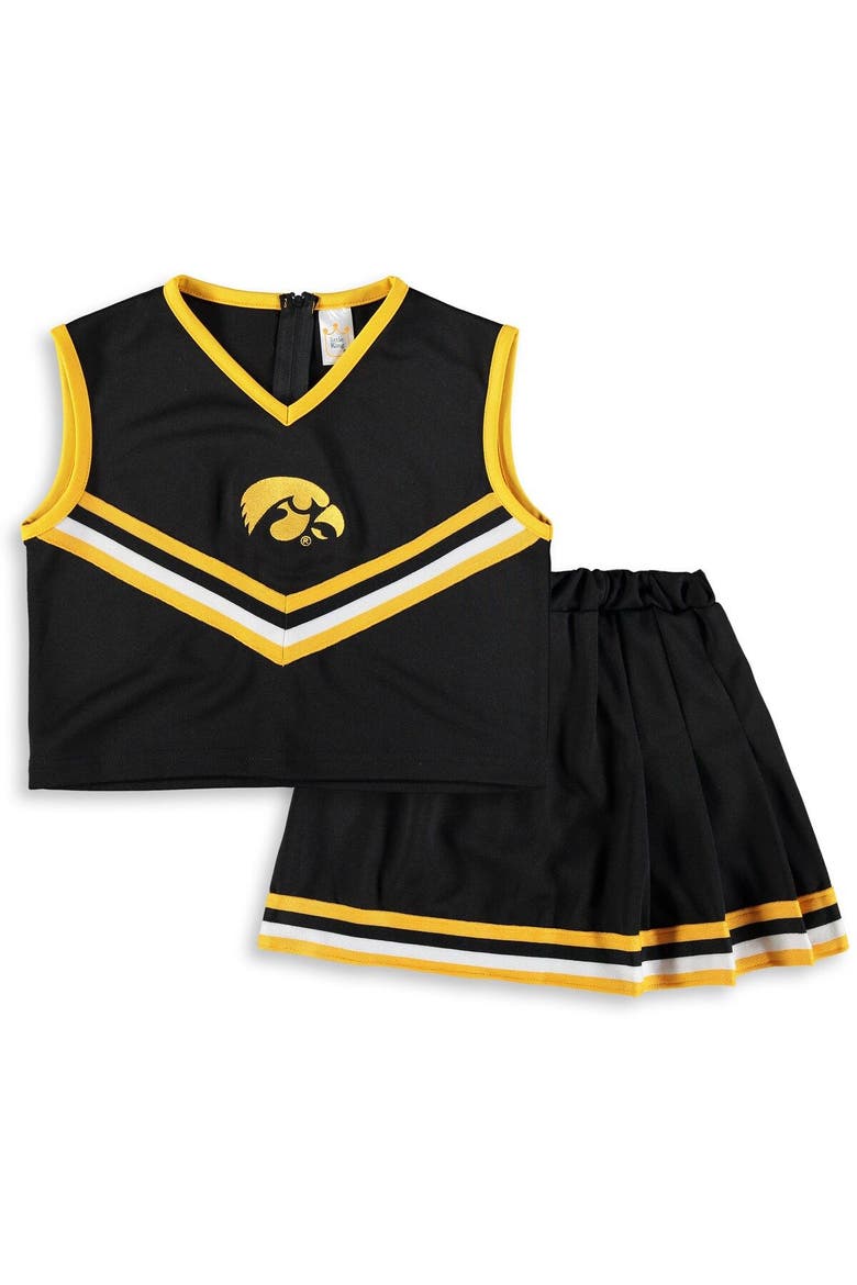 Girls Youth Black Iowa Hawkeyes Two-Piece Cheer Set, Main, color, Black