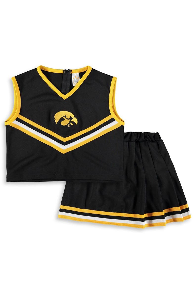 LITTLE KING Girls Youth Black Iowa Hawkeyes Two-Piece Cheer Set, Main, color, Black