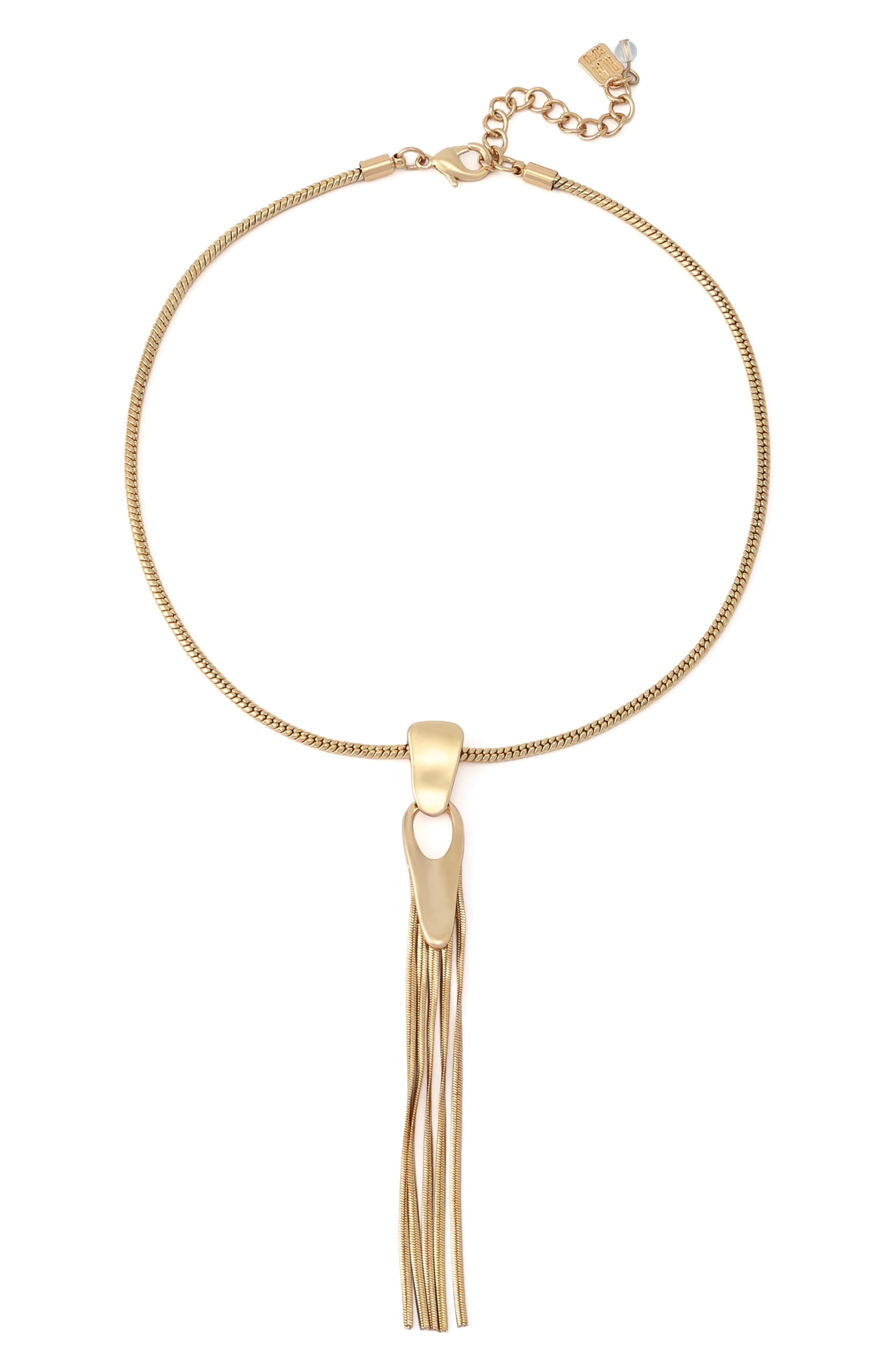 Robert Lee Morris Fringe Pendant Necklace In Gold