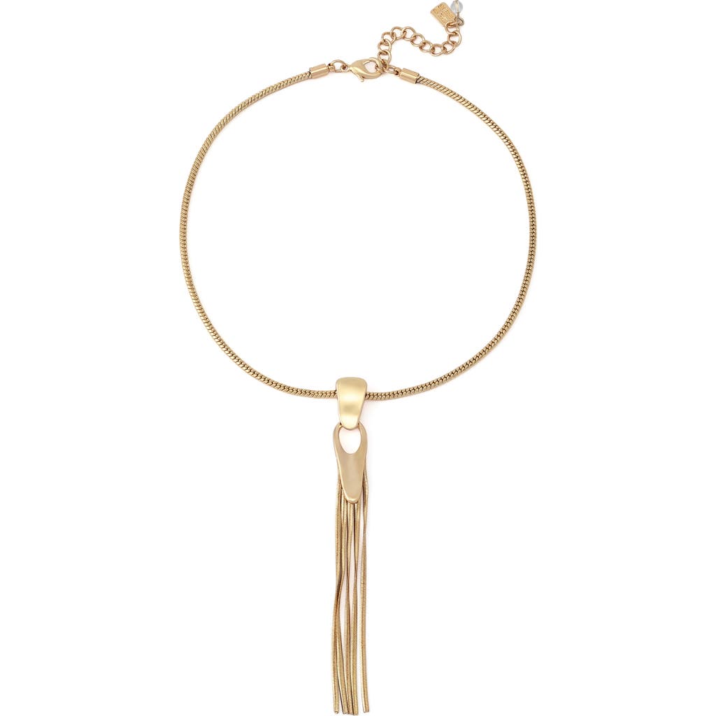 Robert Lee Morris Fringe Pendant Necklace In Gold