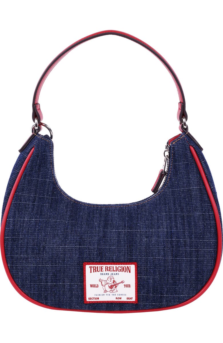 True Religion Wing Motif Denim Hobo Bag, Alternate, color,