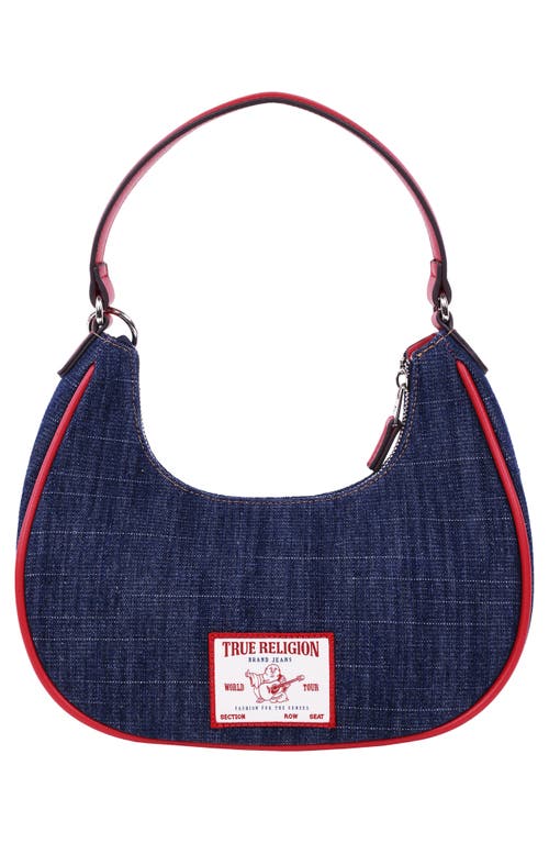True Religion Wing Motif Denim Hobo Bag In Blue