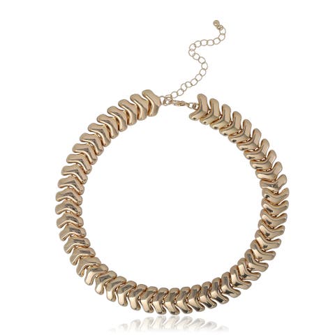 Chunky Gold-Tone Chevron Chain Necklace - 15 + 3.5''