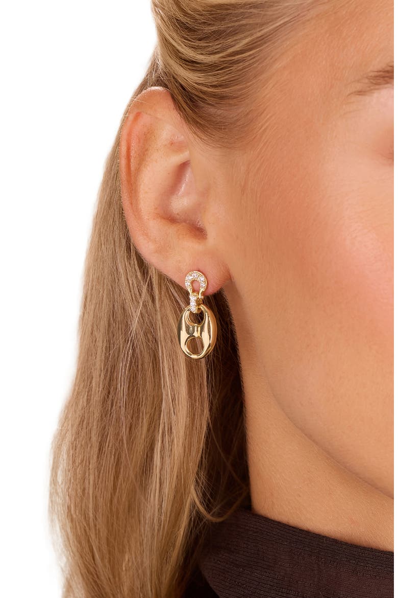 Pavé Horsebit Drop Earrings, Alternate, color, GOLD
