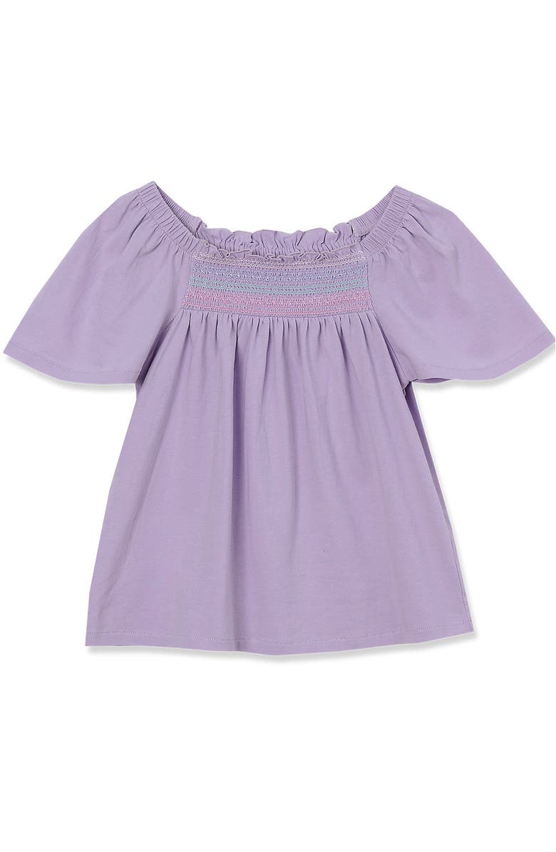 Lands' End Girls Short Sleeve Smock Flutter Top, Main, color,