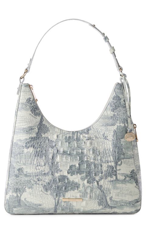Tabitha Croc Embossed Leather Shoulder Bag
