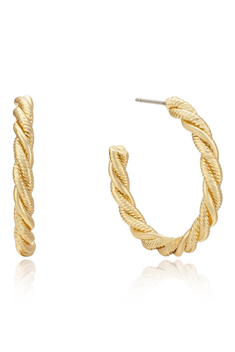 Twist Hoop Earrings, Main, color, GOLD
