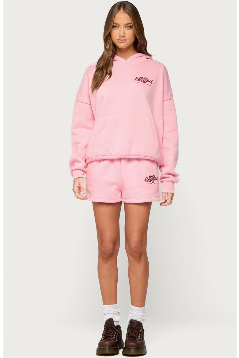 Were Edikted Sweat Shorts, Alternate, color, PINK